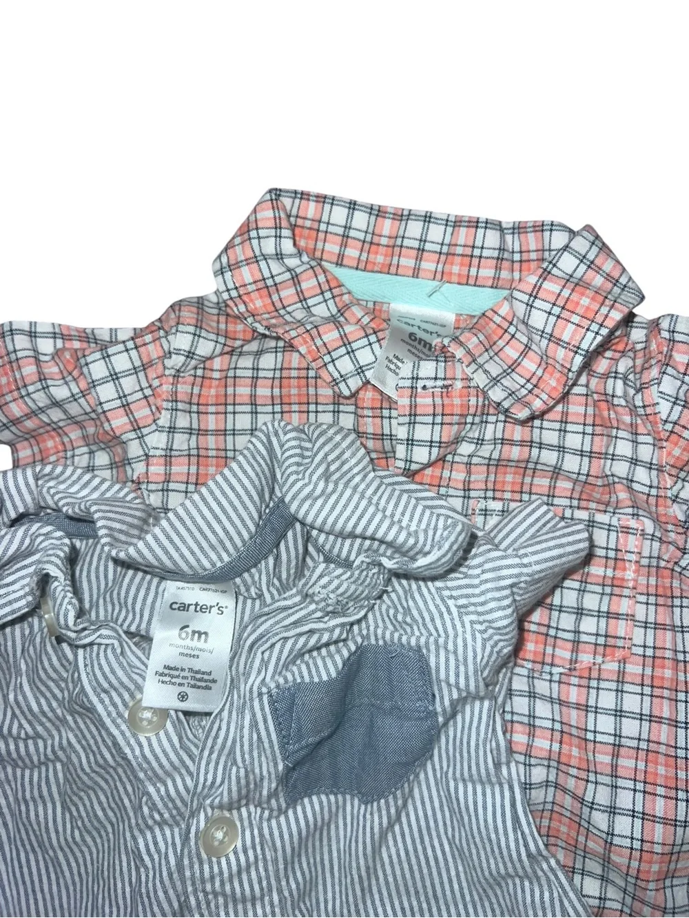 6M Shortall Set - Blue Stripe & Red Plaid